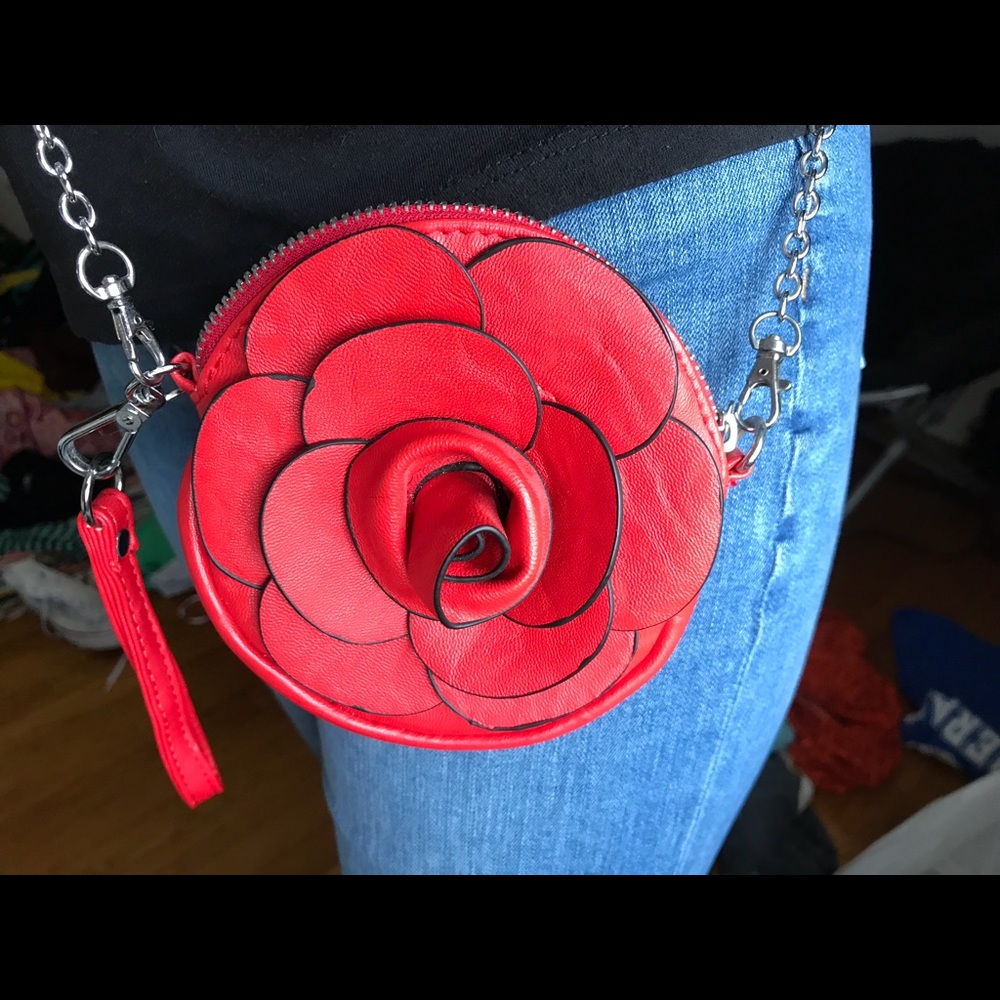 Red Rose Cross-body and/or Wristlet Purse